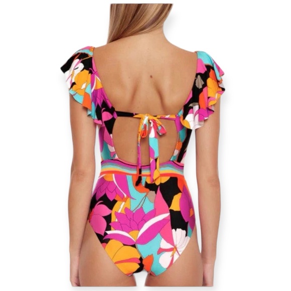 Trina Turk Gemini Ruffle One Piece Size 6 - Picture 3 of 16